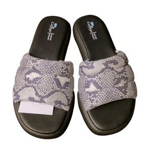 Aqua College Womens‎ Simona Open Toe Pool Slides in Snake, Size 7, Waterproof